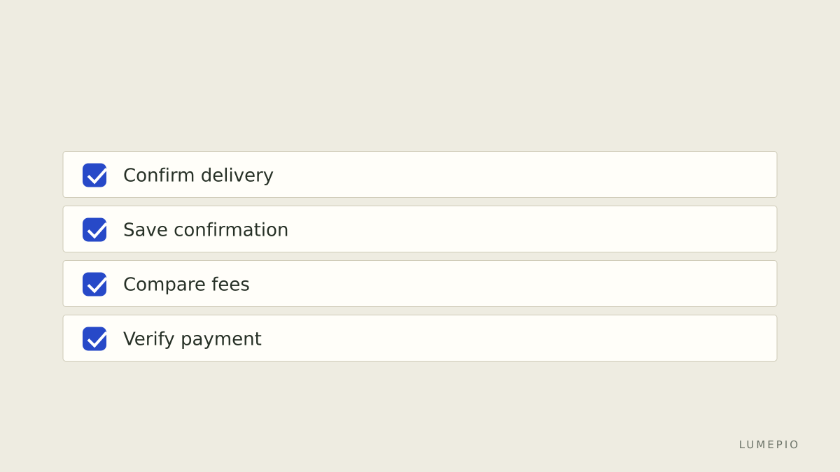 Booking checklist