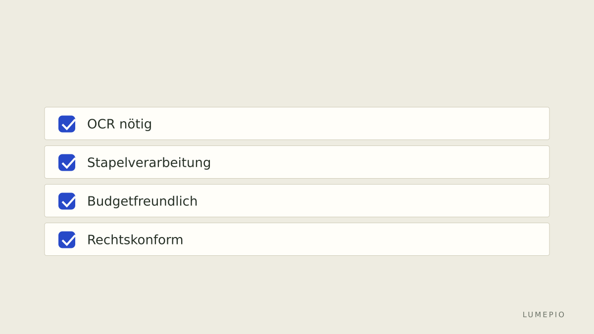 Schnelle Checkliste für die Auswahl