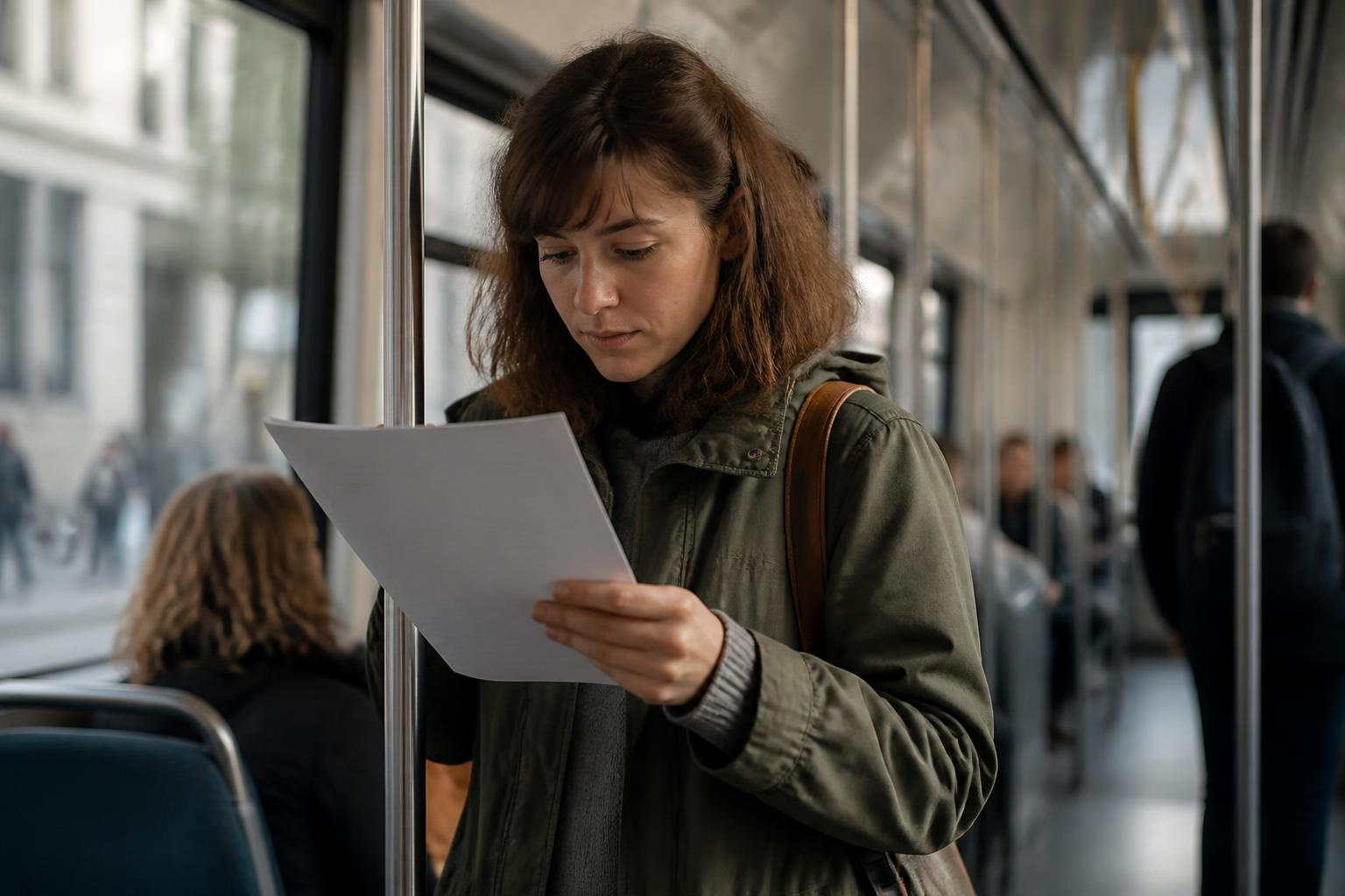 Student trzymający sylabus z listą modułów kursu