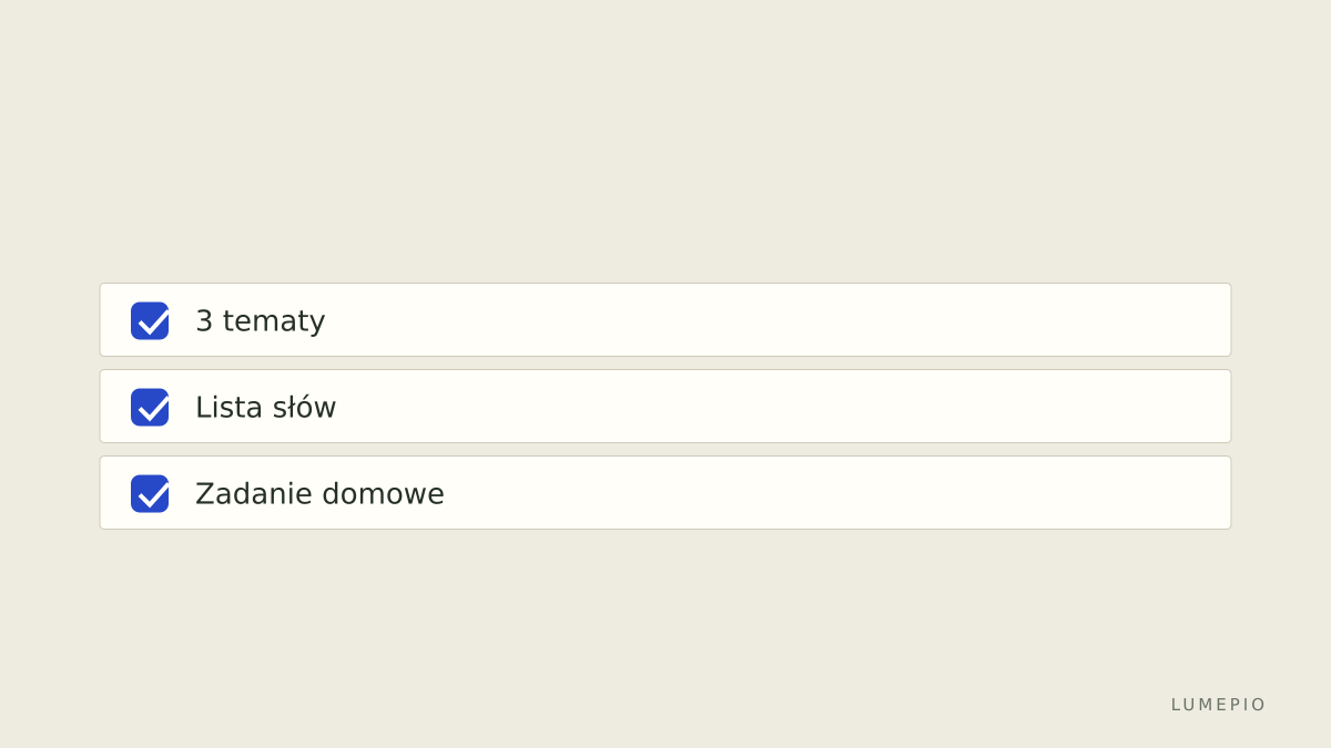 Checklist przygotowania do lekcji