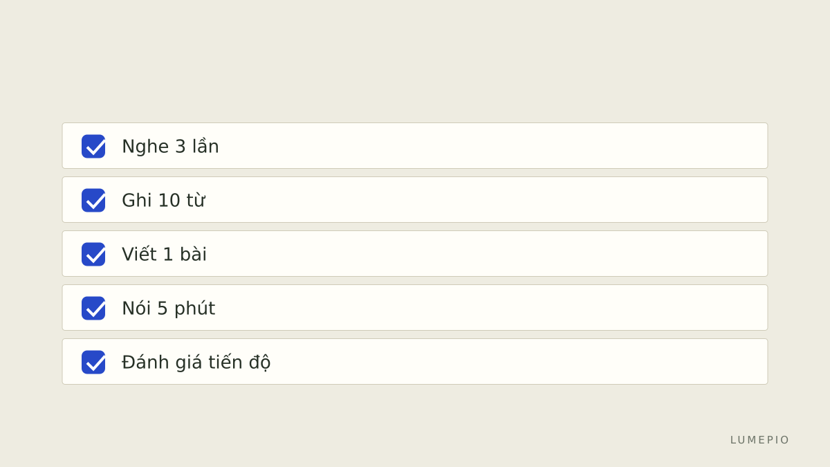 Checklist hành động hàng tuần