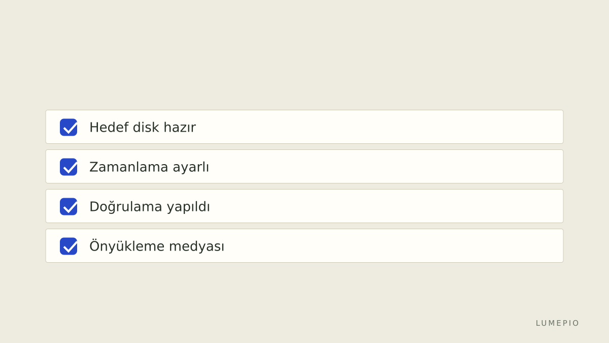 Yedekleme kontrol listesi