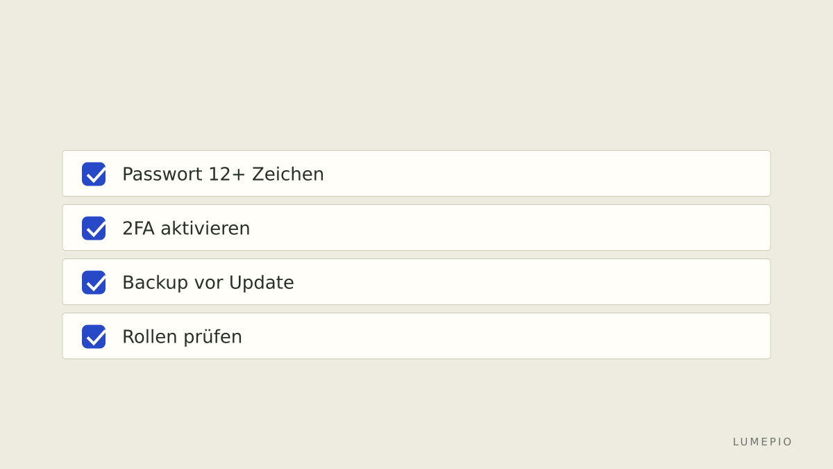 Checkliste für sicheres Login