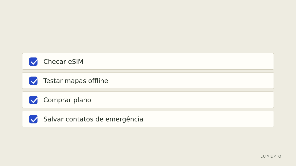 Checklist de preparação antes de viajar
