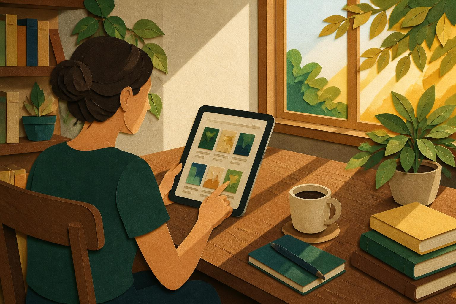 Leitor testando resumos no tablet