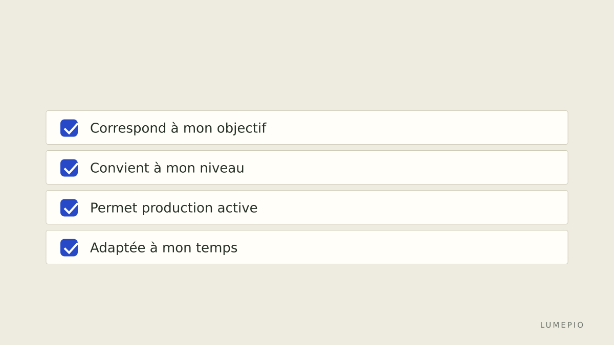 Checklist avant choix