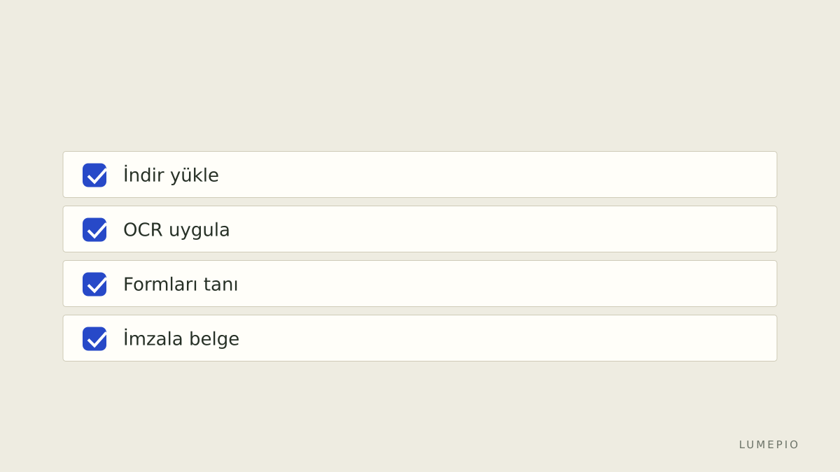 Kurulum ve kullanım kontrol listesi