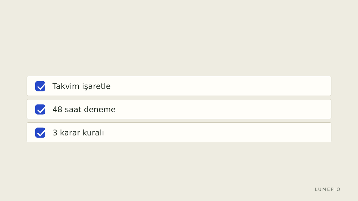 Kısa eylem kontrol listesi